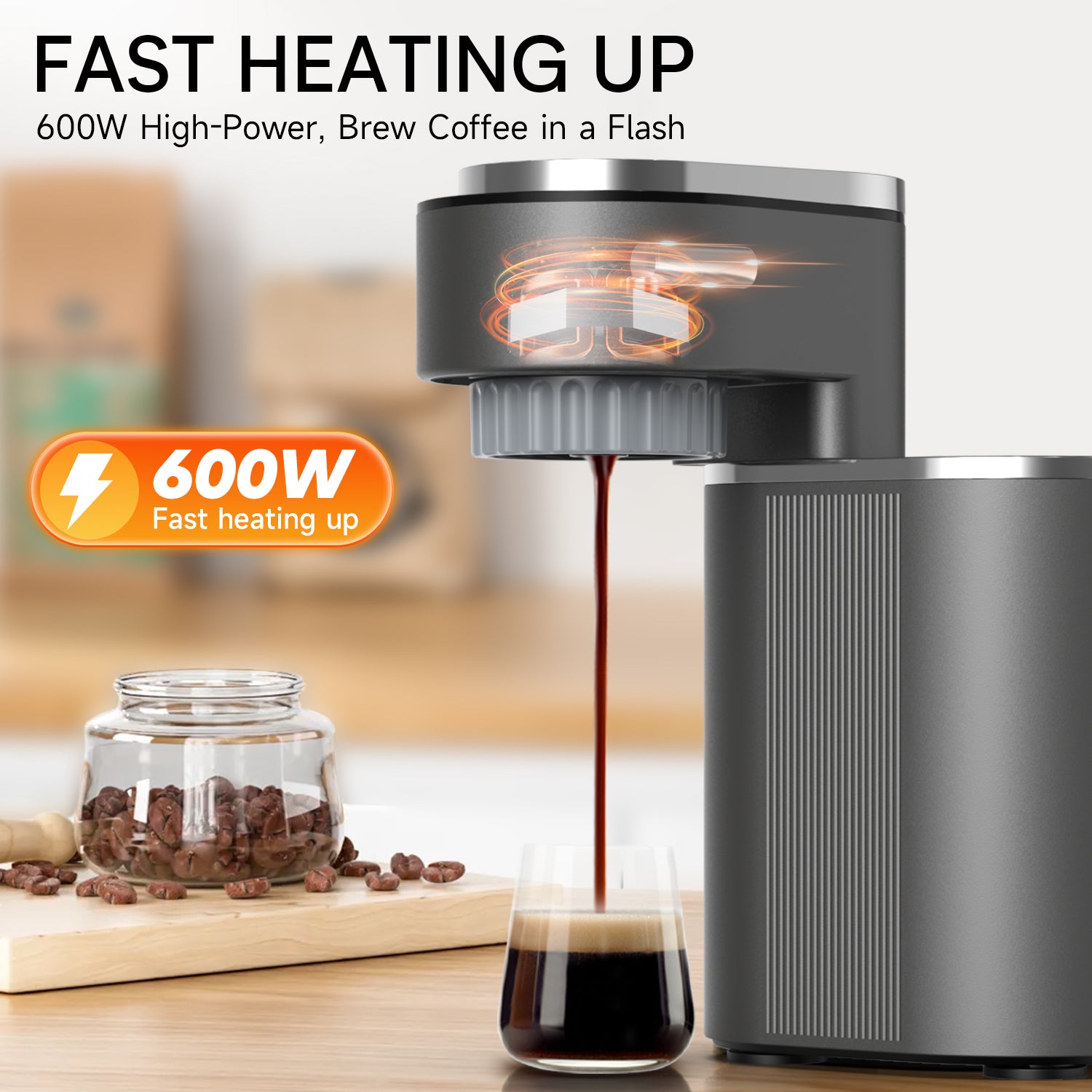 Portable Espresso Machine, 9-Bar Italian Pressure Pump, Black