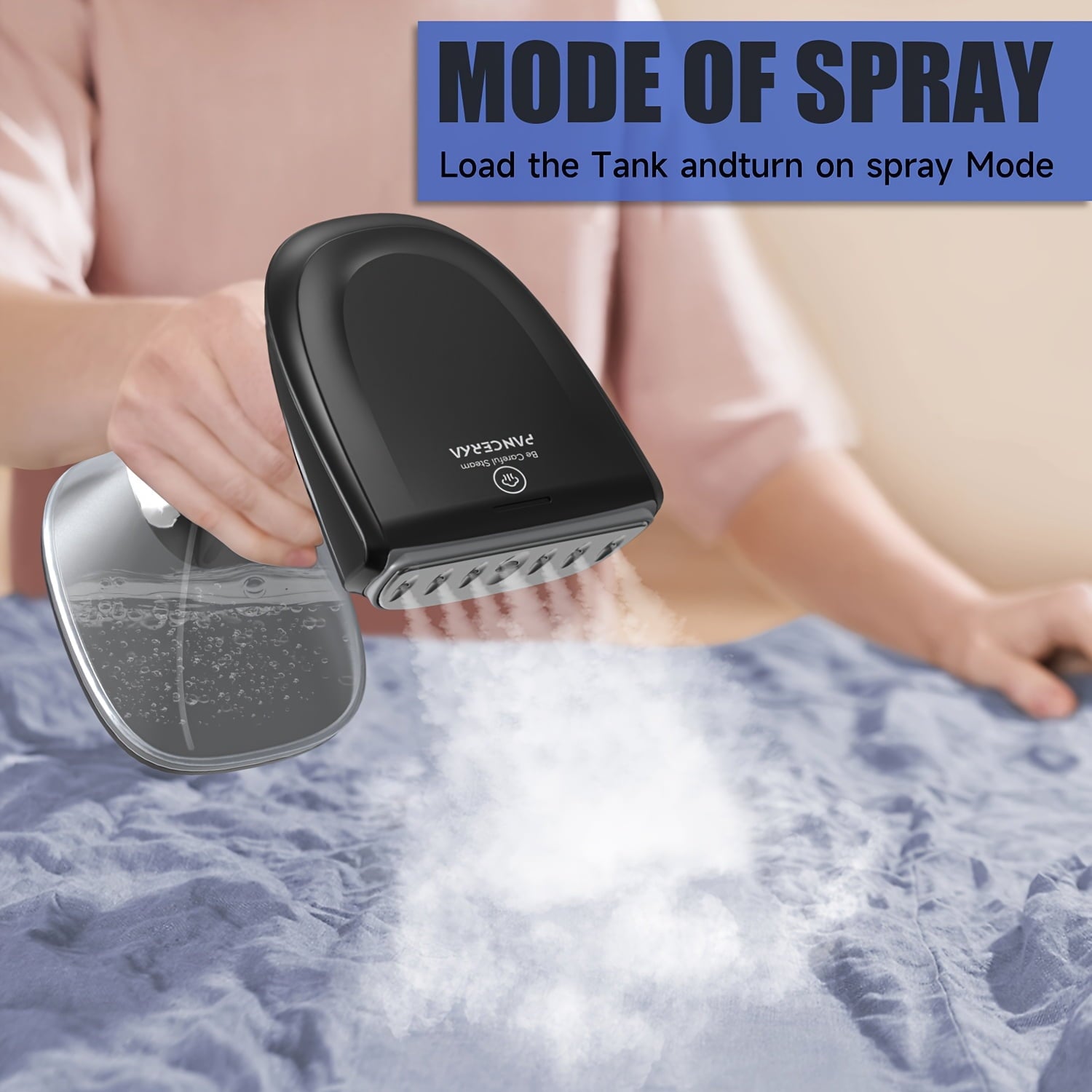 FlashIron 1200W Steamer for Clothes - 400ml Water Tank, Black