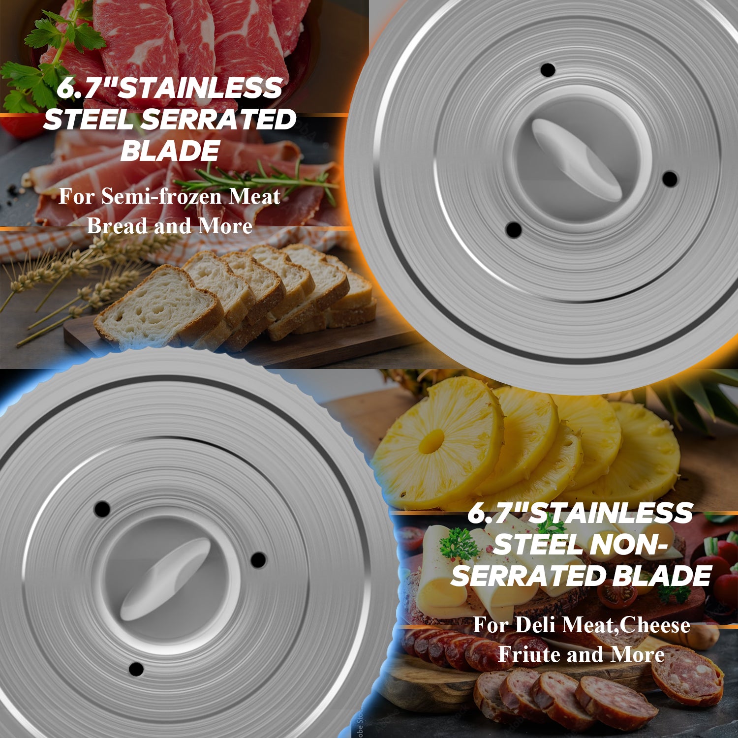 PANCERKA Meat Slicer Machine for Home Use with 2 Removable Stainless Steel Blades, Adjustable Thickness 0-15mm