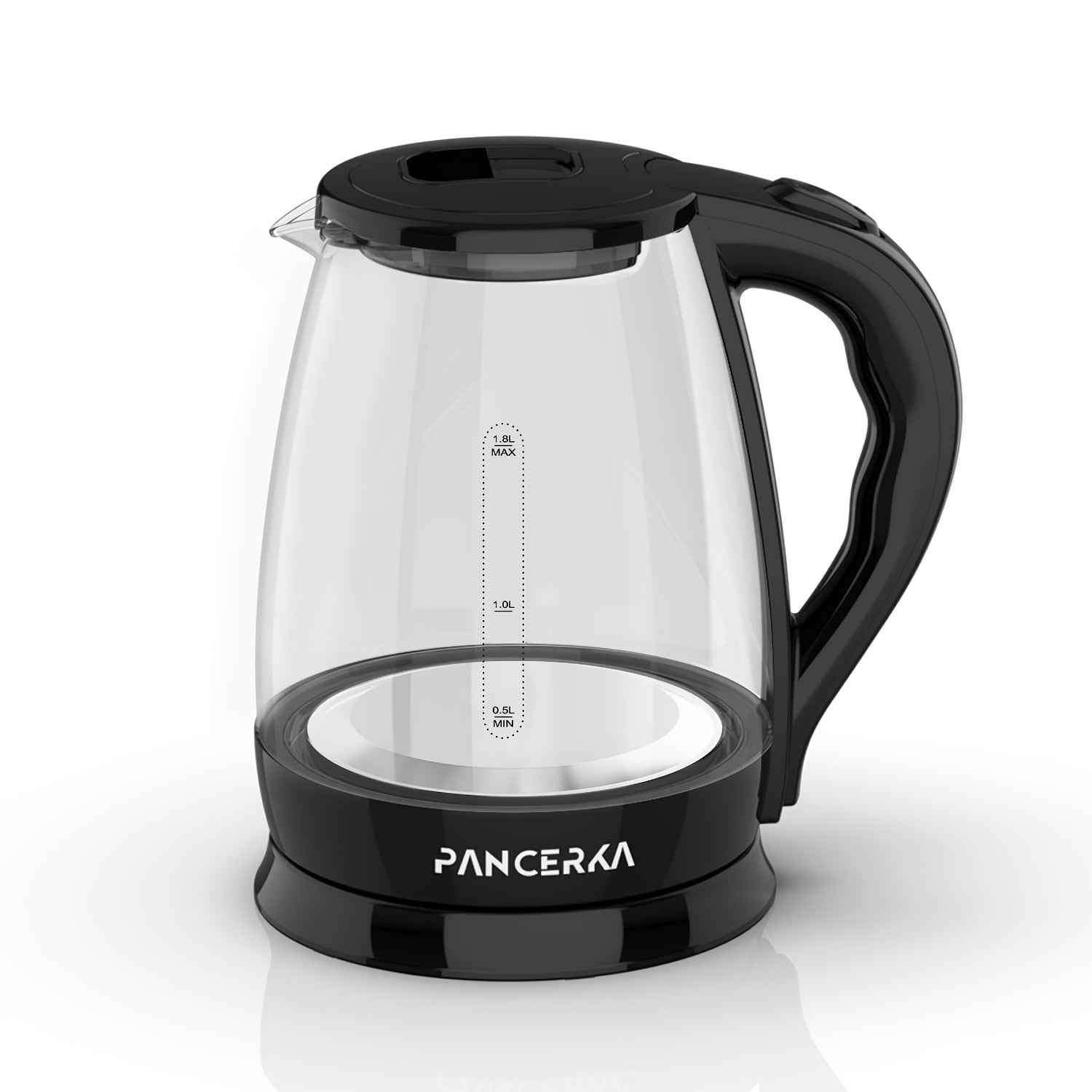 Rapid-Boil 1.8L 1500W Glass Electric Kettle - Stainless Steel, Automatic Shutoff, Black