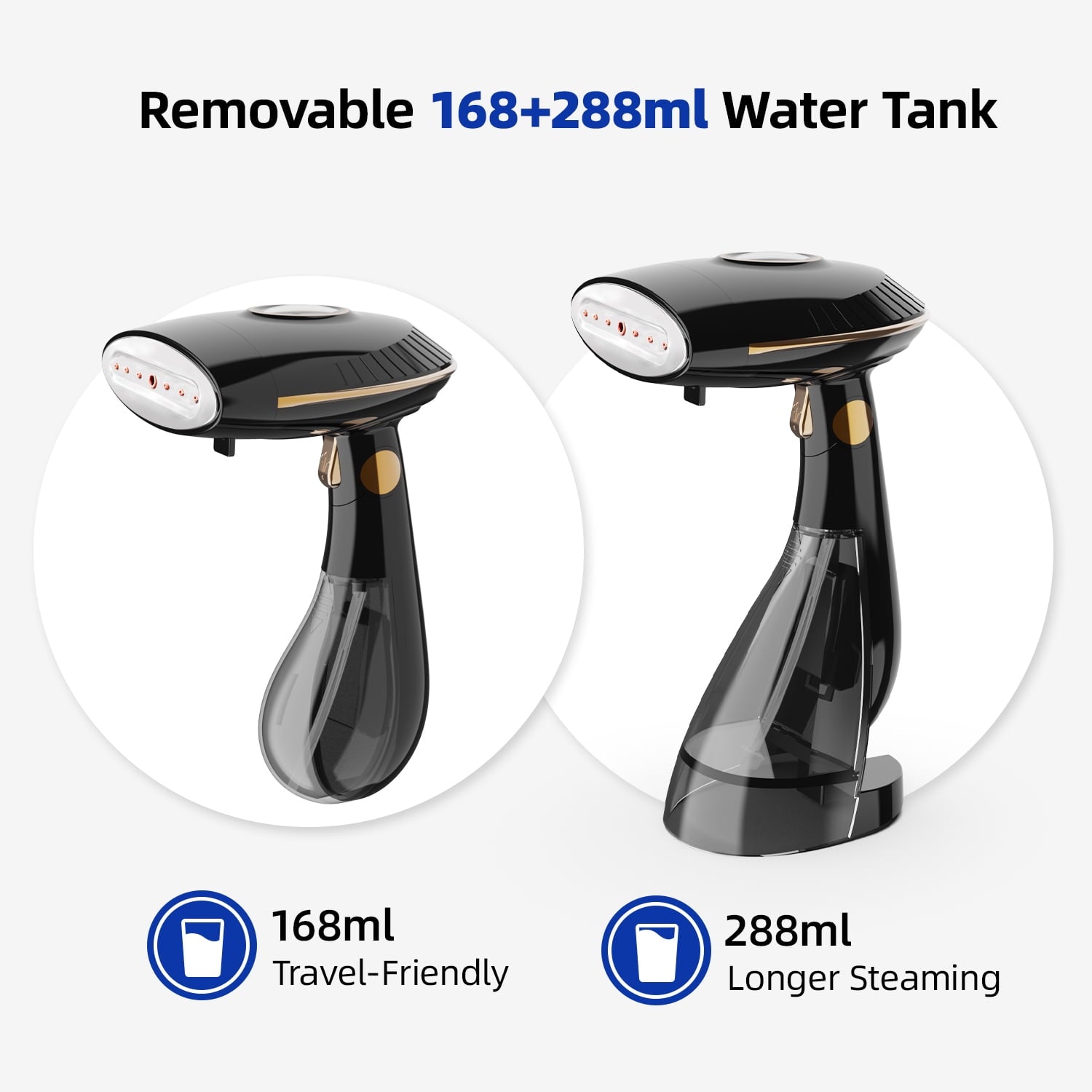 Steamer for Clothes, 1500W Handheld Clothing Steamer for Garment, 168+288ml Big Capacity Steam Iron, for Home, Office