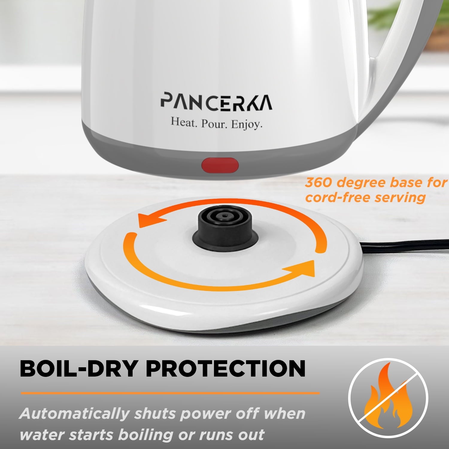 Electric Kettle, 1.8L Tea Kettle for Coffee or Tea, Fast Boiling, Auto Shut-Off, White