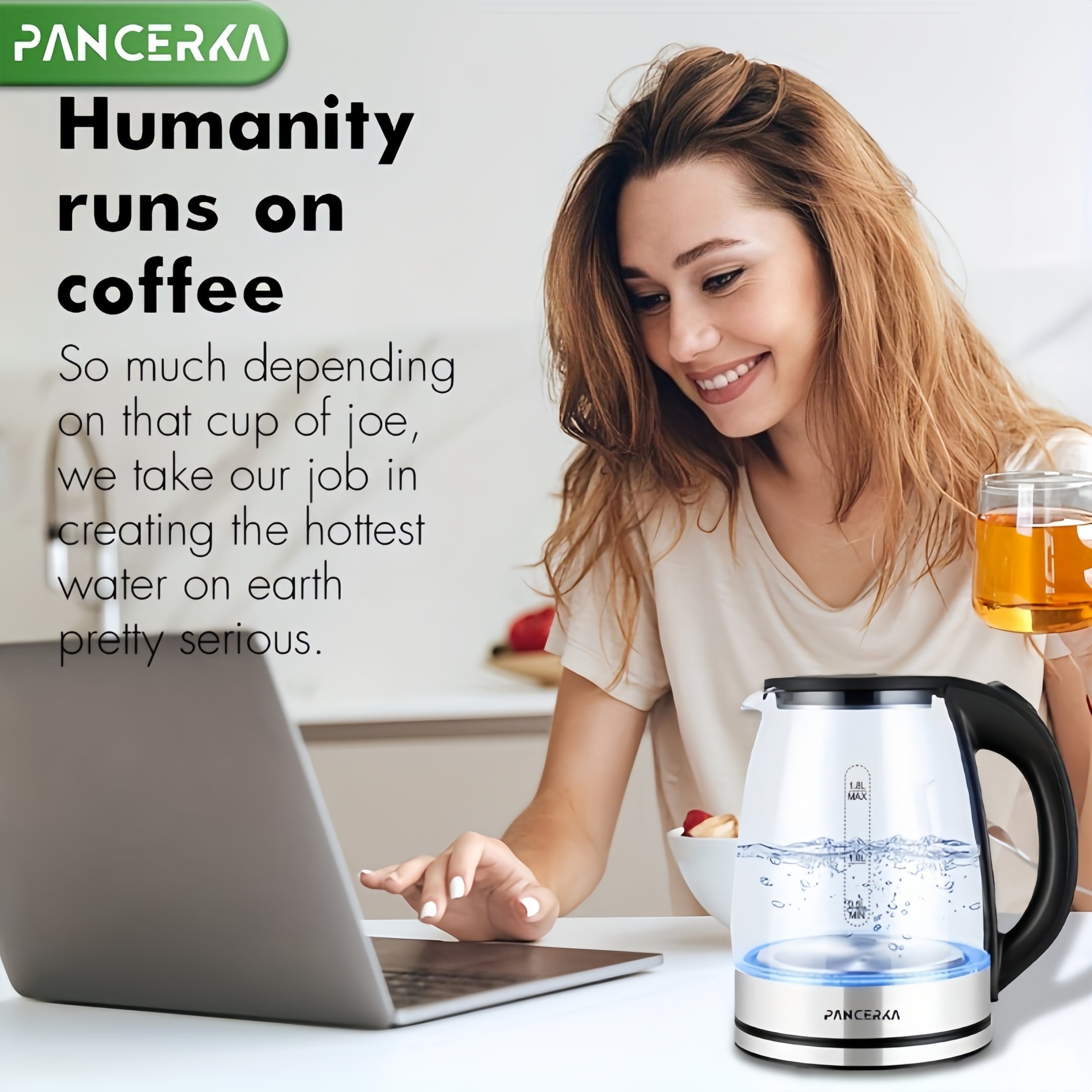 QuickBoil LED Electric Kettle, 1000W, Silver