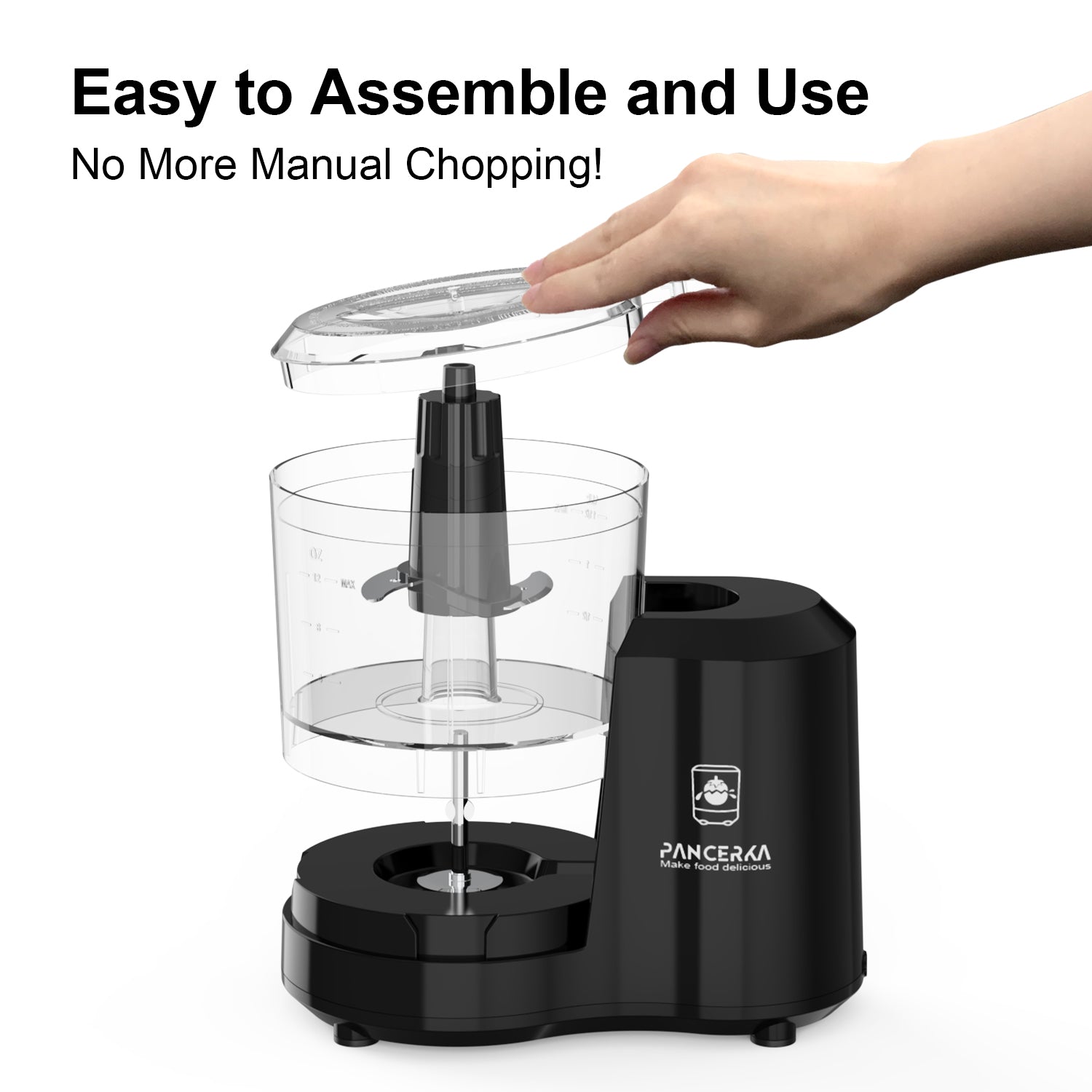 Electric Food Chopper, 1.5Cup Food Processor, BRL-7003, Black