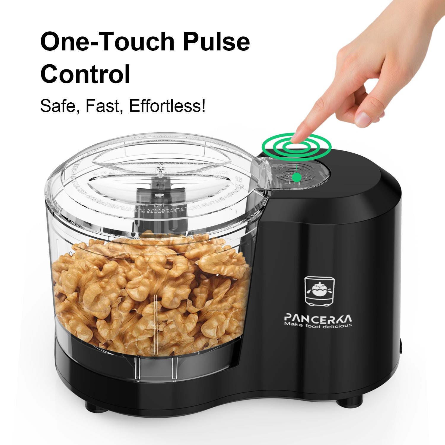 Electric Food Chopper, 1.5Cup Food Processor, BRL-7003, Black