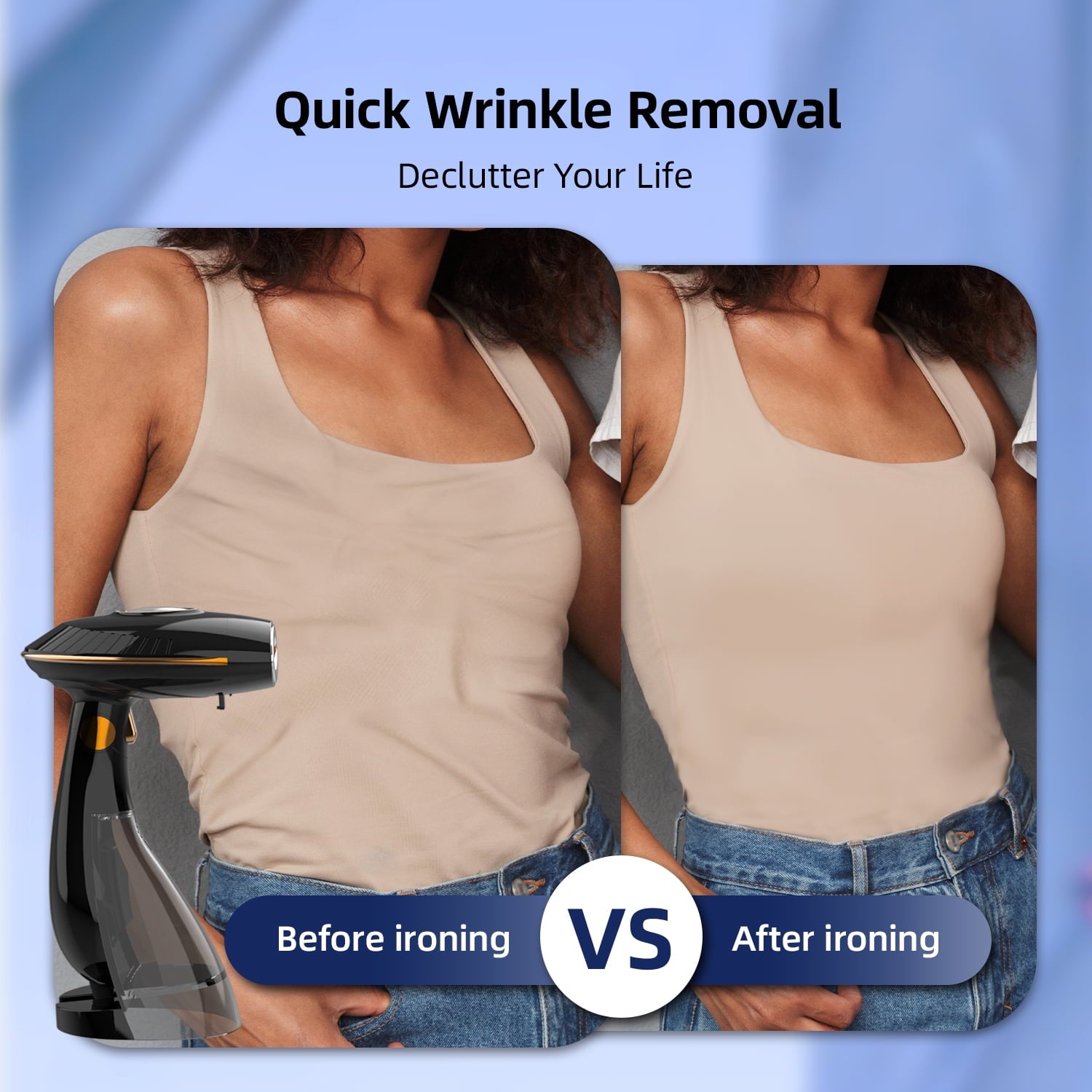 Steamer for Clothes, 1500W Handheld Clothing Steamer for Garment, 168+288ml Big Capacity Steam Iron, for Home, Office