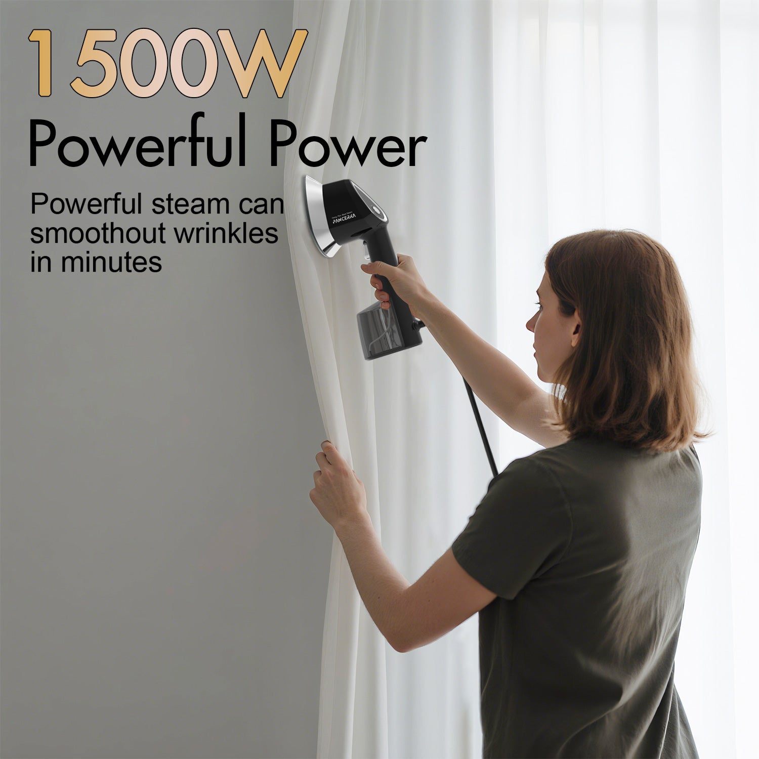 Steamer for Clothes, 1500W Handheld Steam Garment, 150℃ Constant temperature ironing, Black