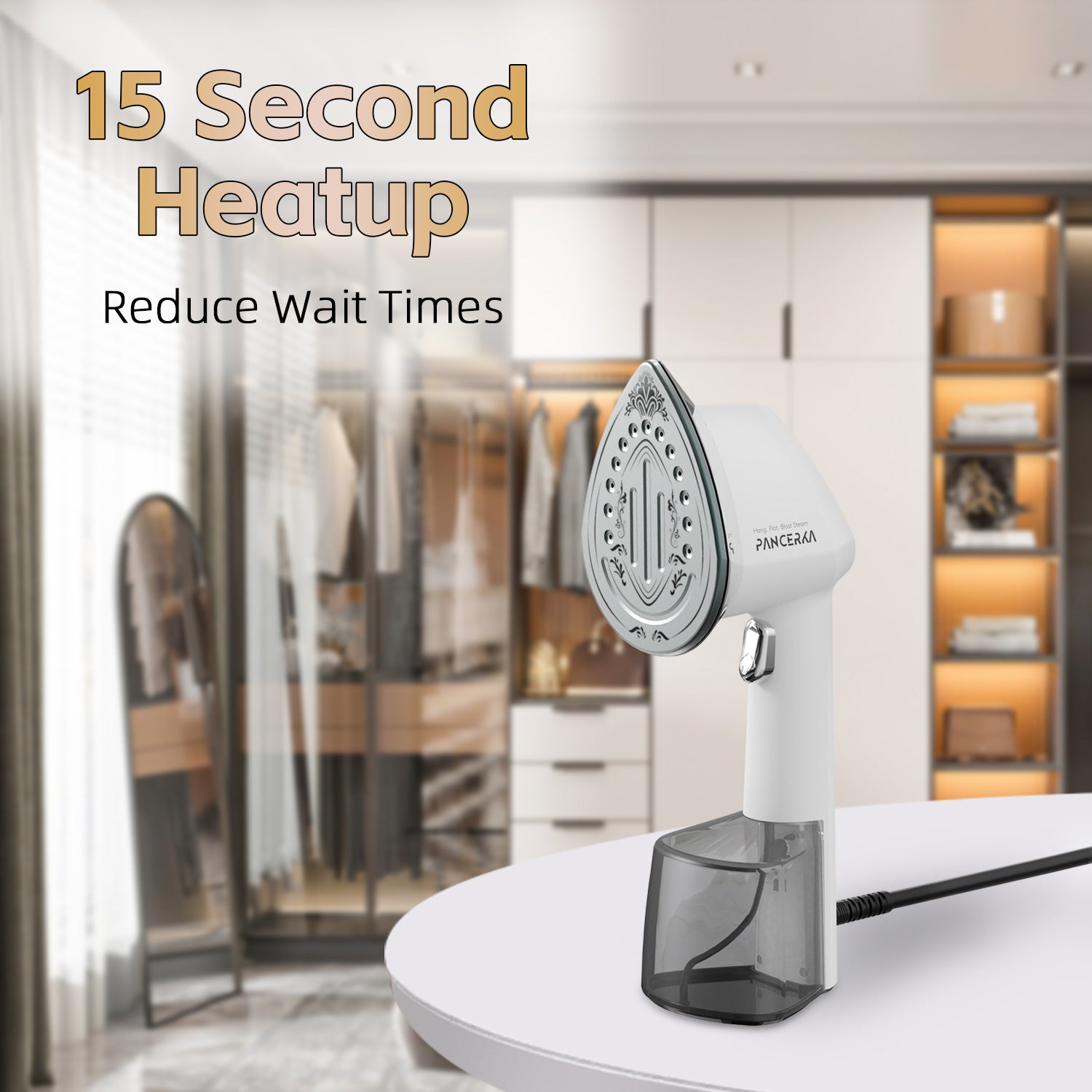 Steamer for Clothes, 1500W Handheld Steam Garment, 150℃ Constant temperature ironing, White