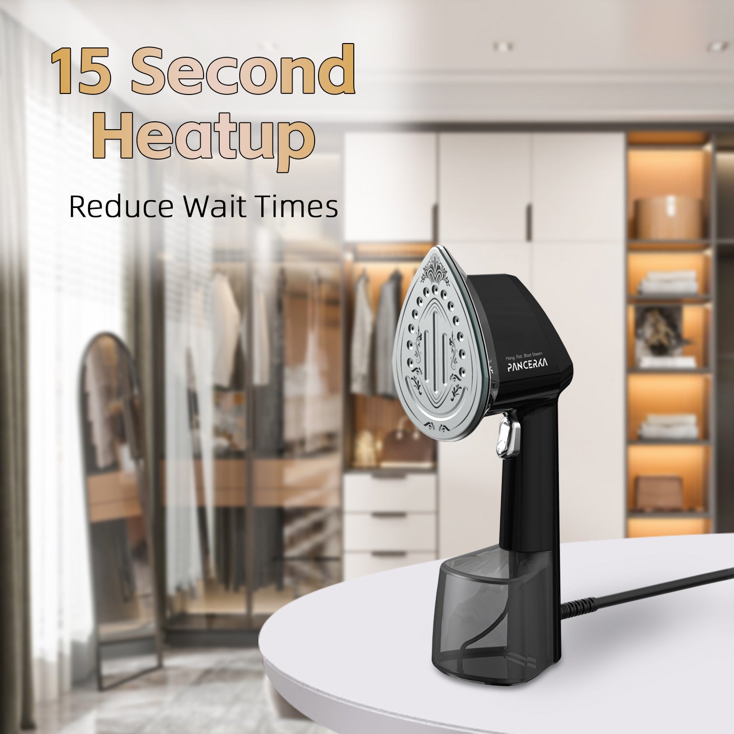 Steamer for Clothes, 1500W Handheld Steam Garment, 150℃ Constant temperature ironing, Black