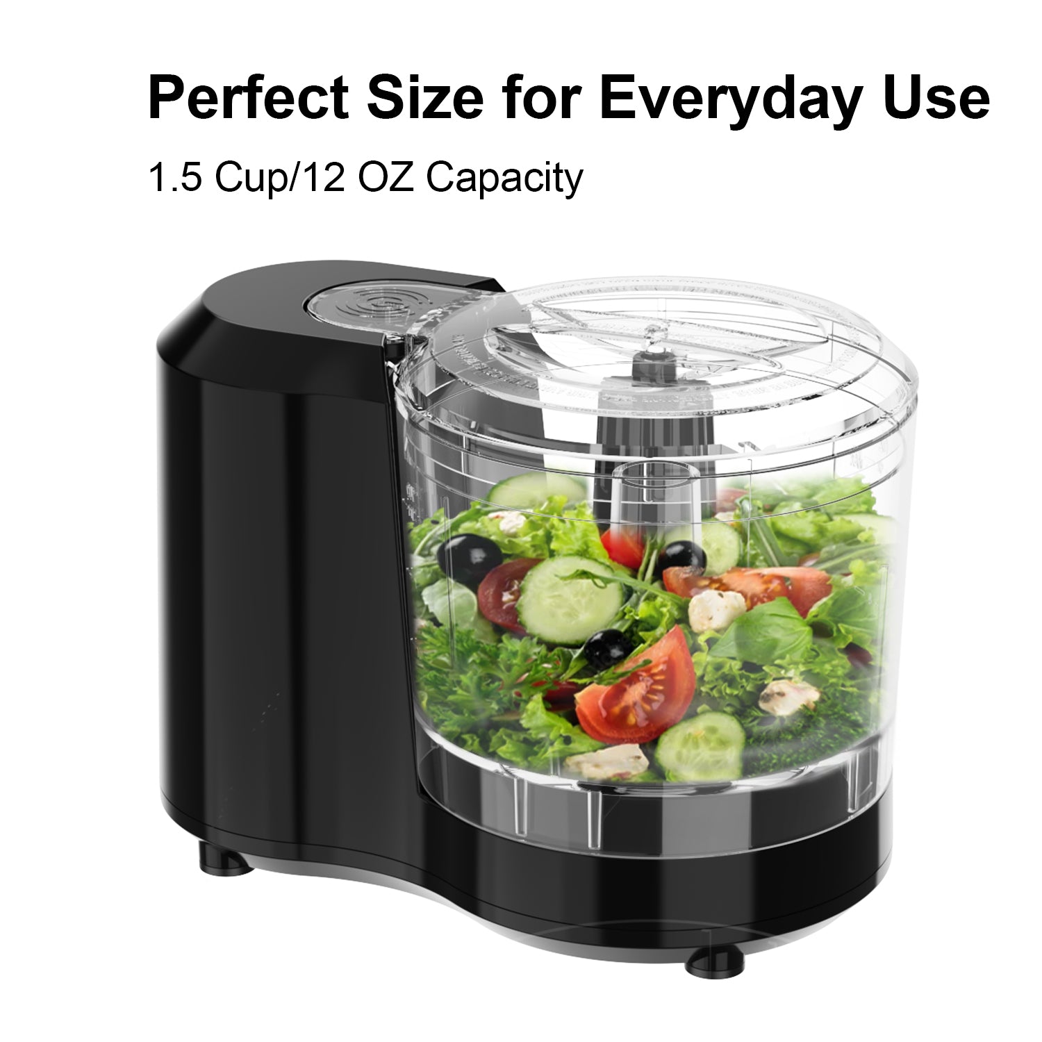 Electric Food Chopper, 1.5Cup Food Processor, BRL-7003, Black