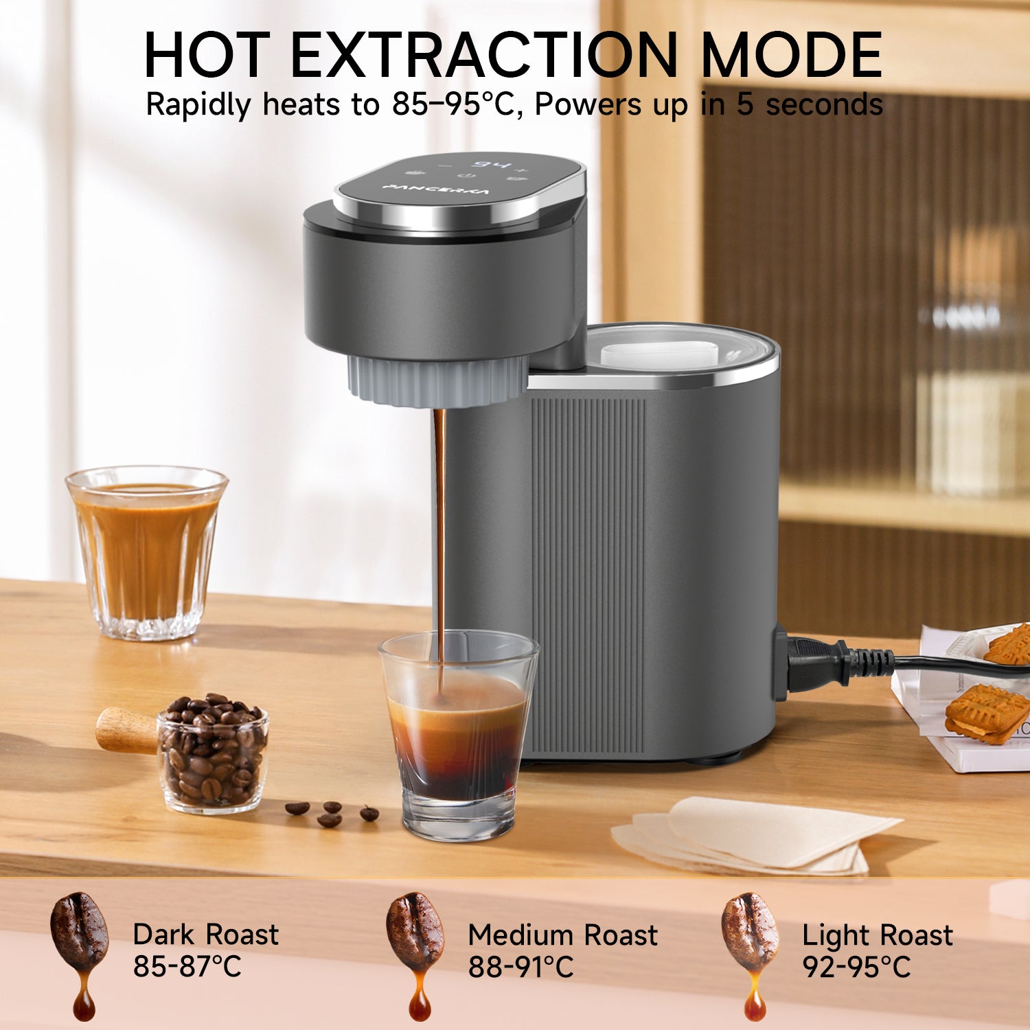 Portable Espresso Machine, 9-Bar Italian Pressure Pump, Black