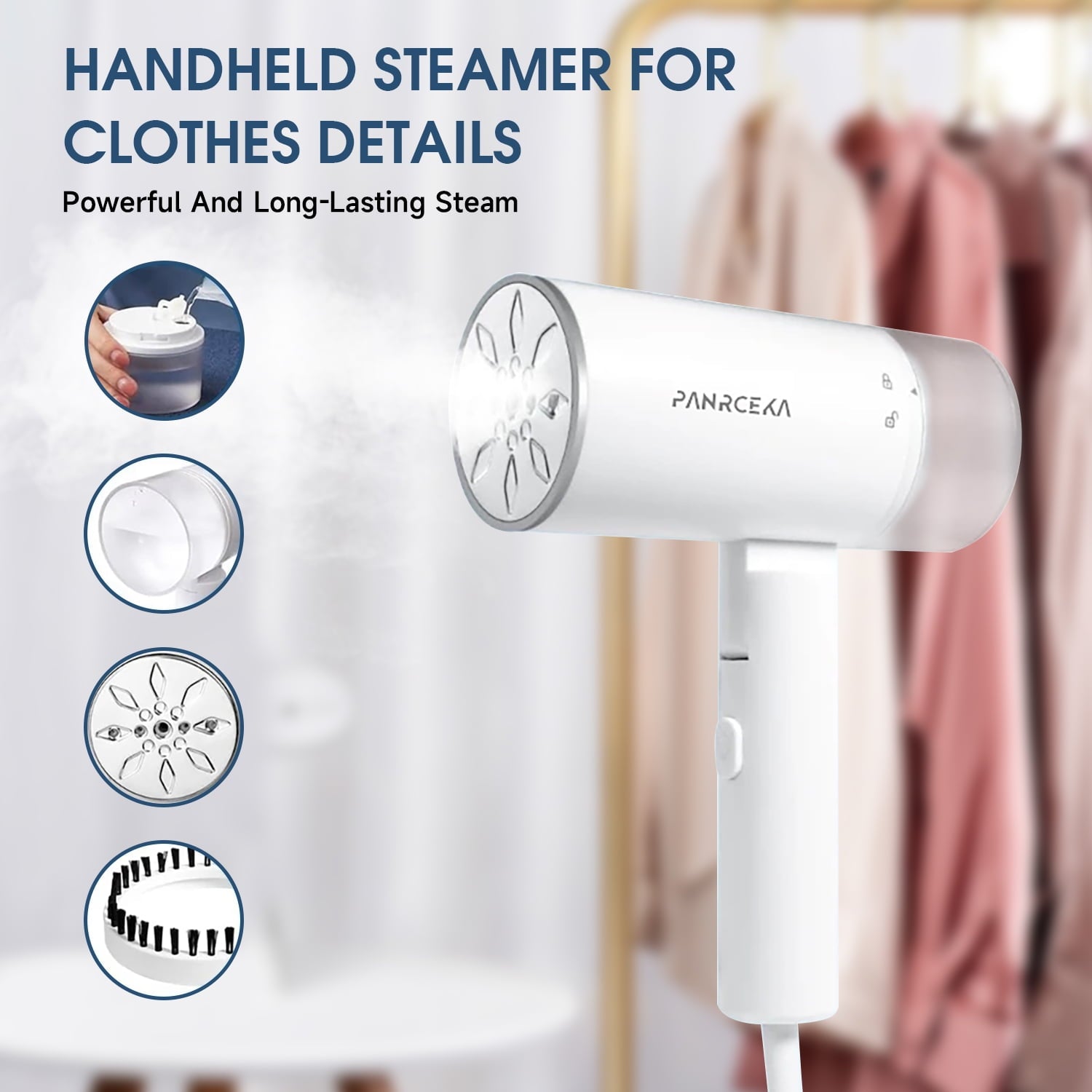 Steamer for Clothes, 1200W ComfortFold Steamer, White , LM-1608S