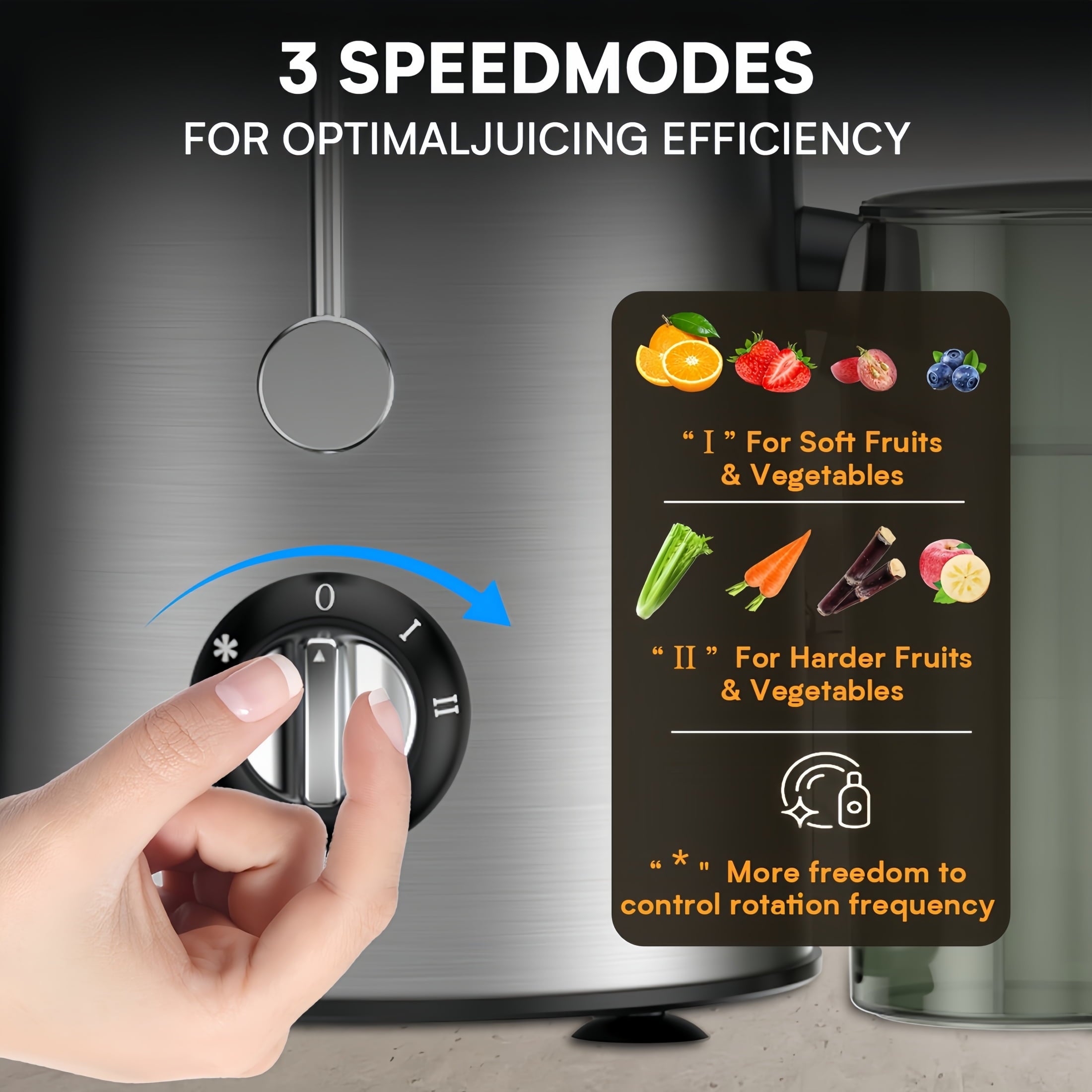 Juicy Bliss 3-Speed Centrifugal Juicer Machines, 800W, Silver